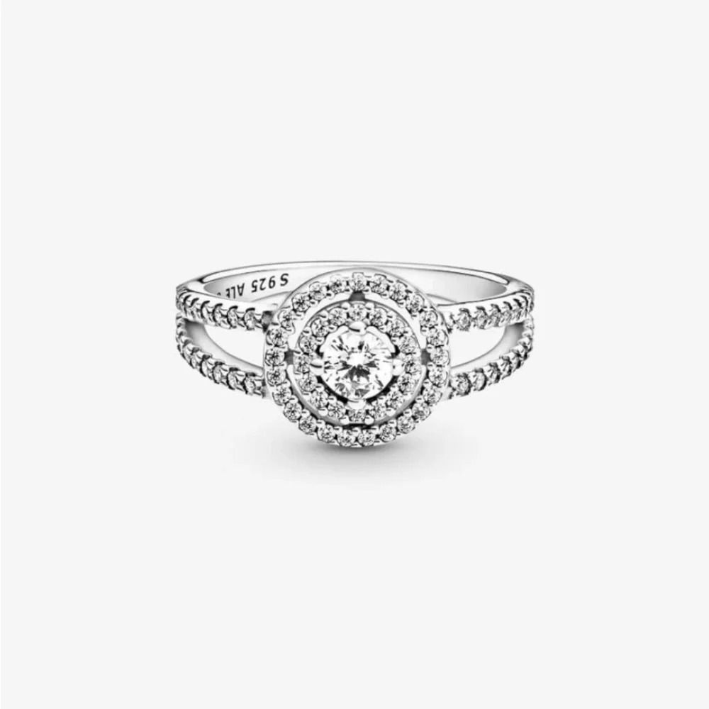 Pandora Sparkling Double Halo Ring - Stackable Ring for Women size 8.5 - Picture 2 of 8
